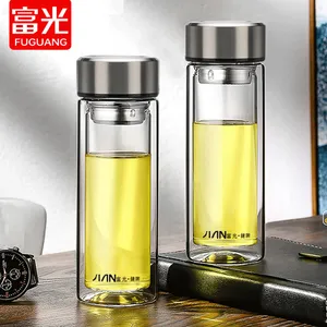 四川富光玻璃杯 高颜值耐高温双层透明茶杯 广告礼品印字水杯子