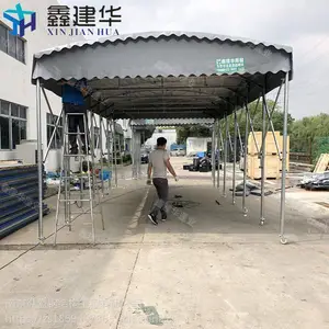 户外伸缩推拉蓬制作首先鑫建华大型雨棚布电动遮阳蓬