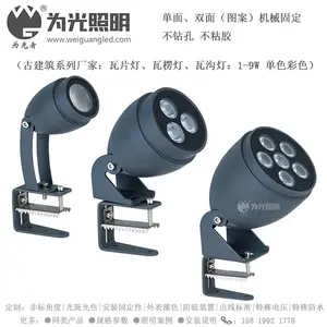 广东为光品牌1W瓦槽灯 3WLED屋面投光灯 6W瓦沟射灯 不锈钢卡扣支架