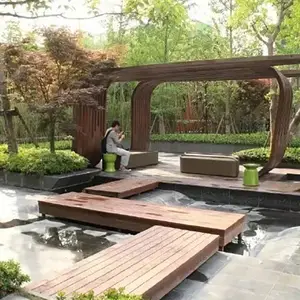 小区景观长廊 钢结构景观廊架 镀锌钢廊架 售楼部门头定制