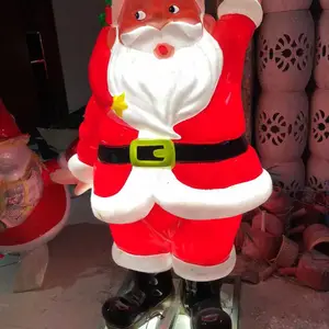创意透光圣诞老人雕塑 带灯发光圣诞装饰 户外室内节日景观艺术装置