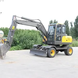 小型挖掘机轮式100工程道路养护轮式小挖机岳工
