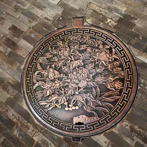 景区中式装饰球墨铸铁镀铜艺术井盖崭新疆域包物流