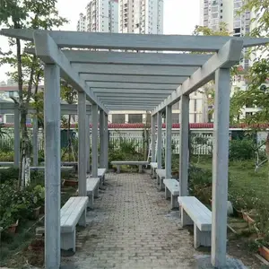 中珺园林设计建设仿古连廊架 景区花园景点水泥仿木长廊