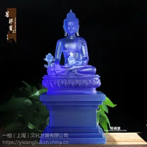 贴金鎏金药师佛古法琉璃药师佛像 药师琉璃光如来佛像佛堂摆件