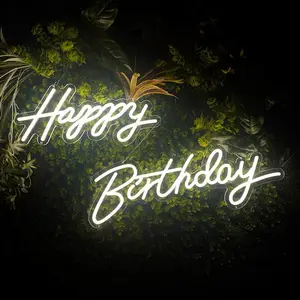 happy birthday霓虹灯造型装饰灯牌定制订做厂家直销 生日快乐灯