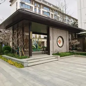 小区入口大门建发地产新中式不锈钢景观门楼连廊工程定做