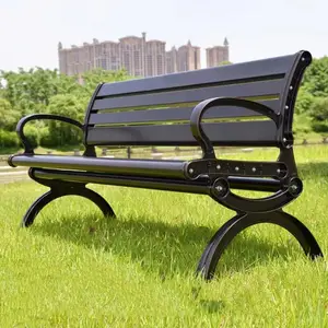 户外公园椅室外镀锌钢板靠背椅广场景区休闲座椅柚木海棠木长椅子