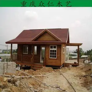 南川实木乡村现代别墅 防腐木传统木房子施工安装 众仁木艺