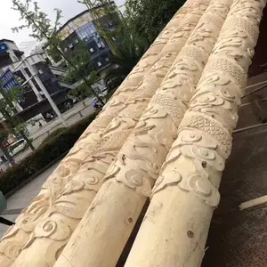 成都木雕龙头雕刻/立体圆木龙柱制作/木制龙雕工艺品