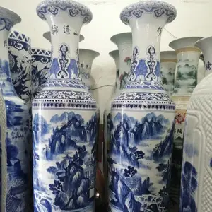 电视柜旁装饰摆件 青花瓷酒店大号玄关摆件 陶瓷大花瓶