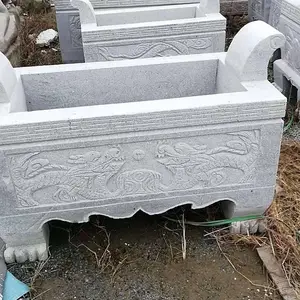 云南寺庙前石雕大香炉 80公分 1米花岗岩祭祖石香炉卖