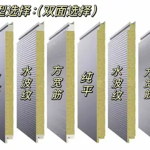 节能保温防火防水金属夹芯外墙一体板,聚氨酯封边岩棉夹芯板