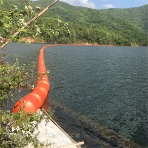 水库垃圾导漂排大距离塑料拦污浮筒安装方法