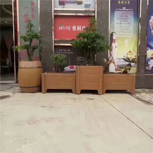 景观装修混凝土花桶 木纹图案水泥花盆 小型户外花箱 可拆卸