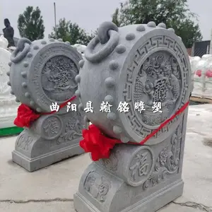 石雕青石门墩抱鼓石门牌石仿古做旧石鼓庭院别墅门口摆件