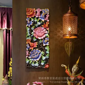 泰宫装泰国进口泰式花卉雕花板泰式会所酒店民族装修建材