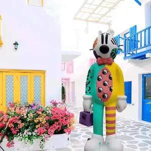 艺路定做供应房地产景观美陈玻璃钢卡通动漫吉祥虎雕塑