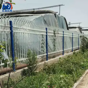 锌钢围栏厂家定制镀锌方管栏杆蓝白色围墙铁艺栏杆结实