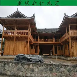 南部防腐木传统木房子 公园休闲木屋设计安装 众仁木艺