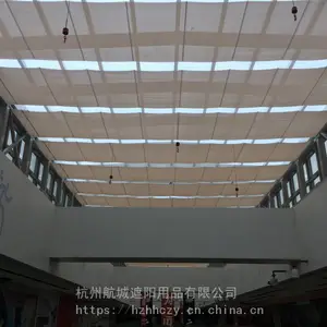 供应订做阳光房遮阳帘 双轨折叠式天棚帘 轨道式遮阳帘 手动遮阳帘