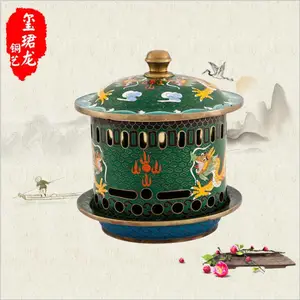 16cm景泰蓝御用酒精锅景泰蓝单人小火锅一人一位环保油火锅景泰蓝铜火锅单人
