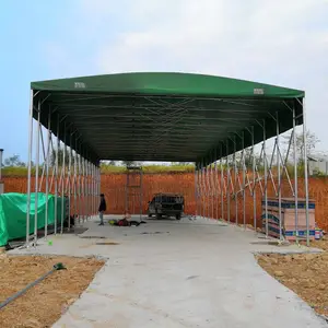轮式活动雨棚物流装车棚小区临时移动式车房收缩帐篷布