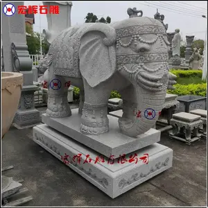 整对白色花岗石六牙大象(手工石雕吉象)包运输安装