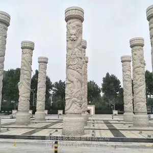 石雕厂家加工***祠堂石雕盘龙柱报价定制花岗岩公园广场生肖柱景区文化柱大理石企业门口华表柱