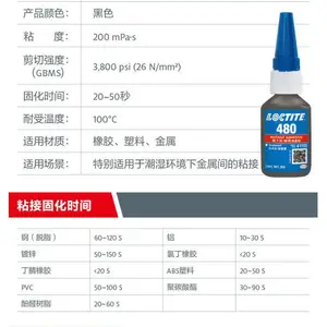 乐泰 480 增韧型低粘度瞬干胶 金属橡胶耐候抗潮湿修补剂20g