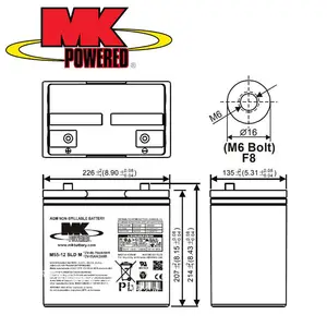 MK蓄电池M55-12SLDM 12V55Ah 铅酸免维护 超长寿命 VRLA AGM技术