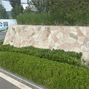 庭院地铺 黄色乱型板碎拼石 黄锈石文化石 黄木纹蘑菇石外墙砖