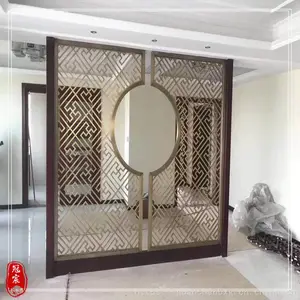 浦口区珠江镇铝板雕花玄关花格定做冠宸轻奢不锈钢屏风加工厂家