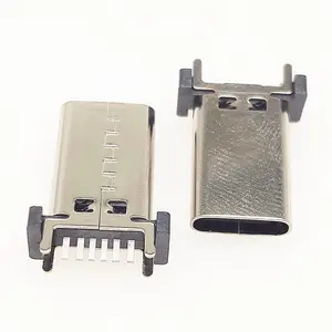 TYPE-C 6P立贴立插 180度母座加长10 10.5 11.5 12.1 13.7 15.0直插连接器