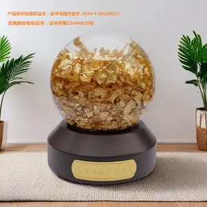 家居摆饰礼品厂家批发定制金箔旋转水晶球款式新颖质量可靠