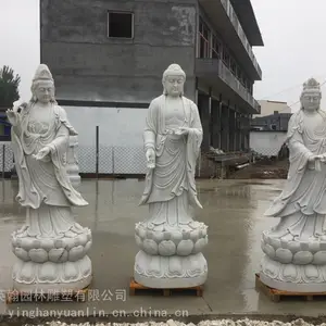 石雕西方三圣佛像_ 阿弥陀佛观音大势至菩萨_汉白玉寺院佛像雕刻