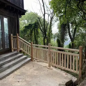 户外防腐木栏杆_中式简易栏杆_全实木榫卯中式栏杆