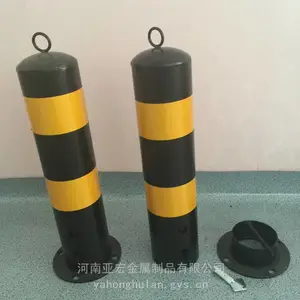钢管警示柱 顶部带环 反光防撞加厚固定隔离桩 警示挡车杆 亚宏金属