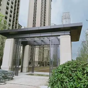 售楼处铝方通廊架铝单板 售楼部门头景观亭铝板廊架