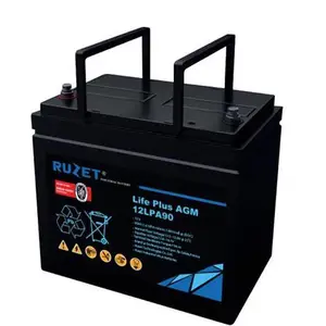 原装法国RUZET路盛蓄电池12LPA90机房免维护UPS/EPS用12V-90AH铅酸电池