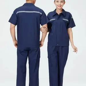 昆明定做工作服-定制工作服厂家-夏季透气车间短袖工服-楚业制衣