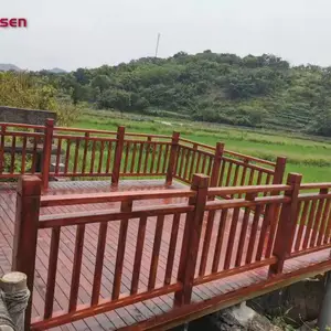 防腐木护栏一米 木栏厂家 沿河护河栏施工 栏杆防护