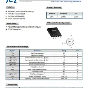 Fet东沅 FKBA3086 N沟道MOSFET 采用PRPAK5x6封装
