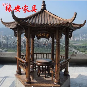 木瓦仿古六角凉亭 金华树脂瓦凉亭厂家 衢州户外实木六角亭价格