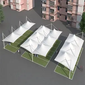 林芝充电桩膜结构停车棚 双挑拉杆式汽车棚防风防雨防老化