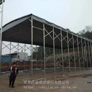 物流雨棚 手动推拉防风挡雨蓬 户外汽车停车棚定制