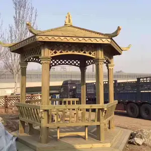 兰州六角木亭子实木凉亭景观休闲小亭子
