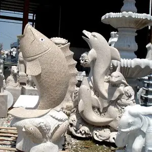 动物鱼汉白玉花岗岩石材石雕手工工艺品居家庭院公园广场摆件