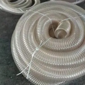 PU聚氨酯钢丝管tPU透明耐磨塑料管木屑通风吸尘波纹耐高温软管