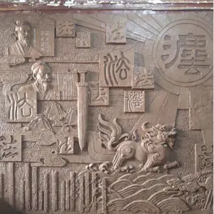 沧州肃宁立体浮雕背景墙加,古建彩绘水泥浮雕壁画照壁影壁墙绘画